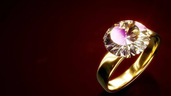 Verlovingsring Met Diamant Donkerkleurige Met Lege Plek Abstracte Weergave — Stockfoto