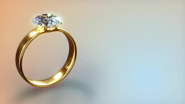 Glühender Diamant Verlobungsring Dreht Sich Auf Sanftem Loop Video — Stockvideo