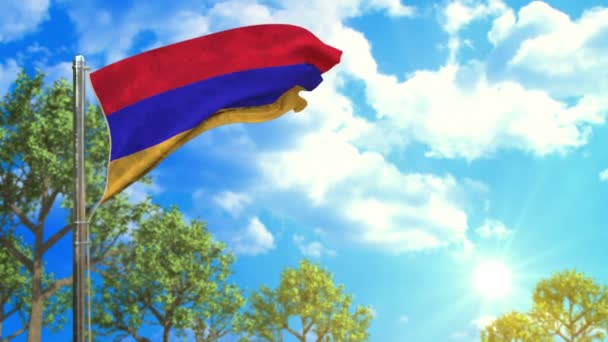 Bandera Armenia Día Soleado Símbolo Libre Carbono — Vídeos de Stock