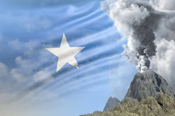 Vysoká Sopka Výbuch Erupce Denní Době Bílým Kouřem Pozadí Somálské — Stock fotografie