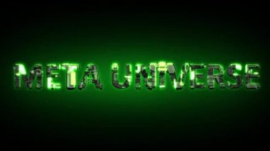 Siyah, izole edilmiş, koyu yeşil siber metin parlayan Meta Evren