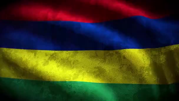 Mauritius Grunge Flag Loop Animation — Stock Video