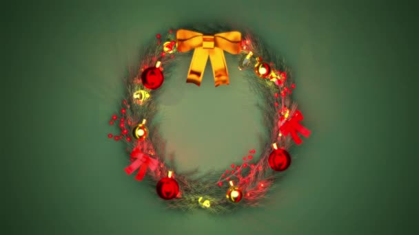Decorated Xmas Holiday Chaplet Colorful Background — 图库视频影像