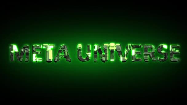 Meta Univers Lumineux Vert Foncé Cyber Texte Sur Noir Isolé — Video