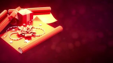 ambalaj kağıdı ve sürpriz hediye kutusu parlak bg üzerinde döner