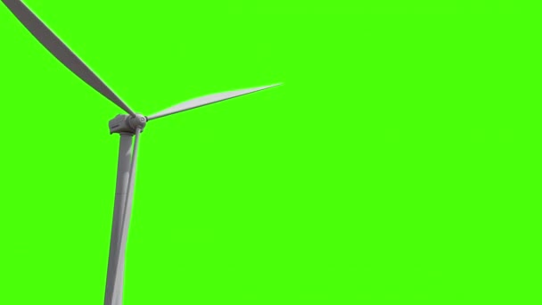 White Modern Ecological Wind Mill Generator Green Screen Isolated — 图库视频影像