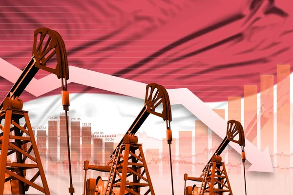 Conceito Indústria Petrolífera Mônaco Ilustração Industrial Abaixando Gráfico Fundo Bandeira — Fotografia de Stock
