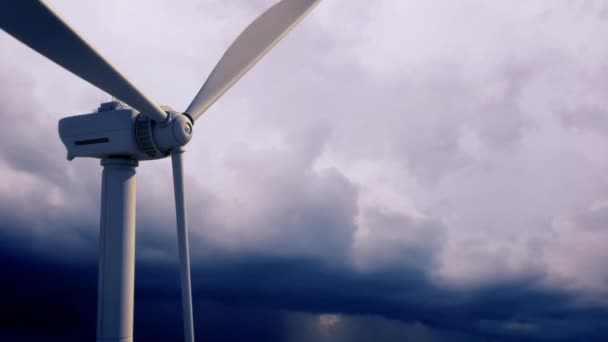 Ecologische High Tech Windgenerator Zware Wolken — Stockvideo