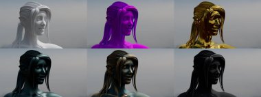 Kaymaktaşı, demir, pirinç ve taş heykel - ressamlar için örnekler - nesne 3D illüstrasyon