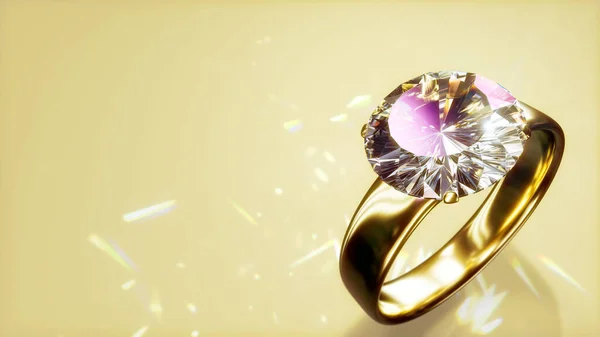 Anel Casamento Diamante Festivo Com Espaço Vazio Renderização Abstrata — Fotografia de Stock
