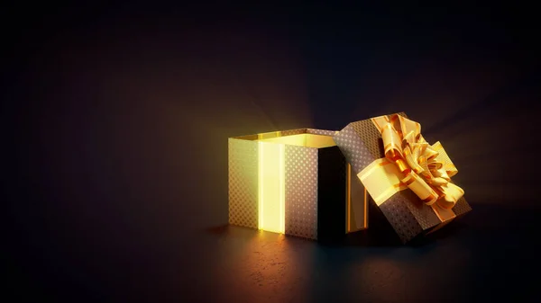 Opened Gold Black Gift Black Friday Abstract Illustration — Stock Photo, Image