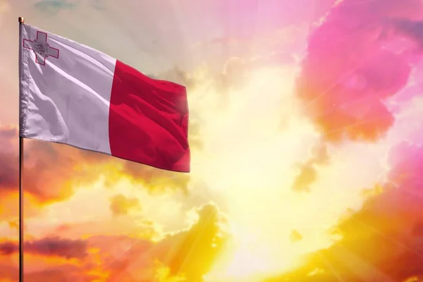 Flatternde Malta Flagge Der Linken Oberen Ecke Attrappe Mit Dem — Stockfoto