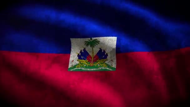 Haiti Grunge Flag Animasi Loop — Stok Video