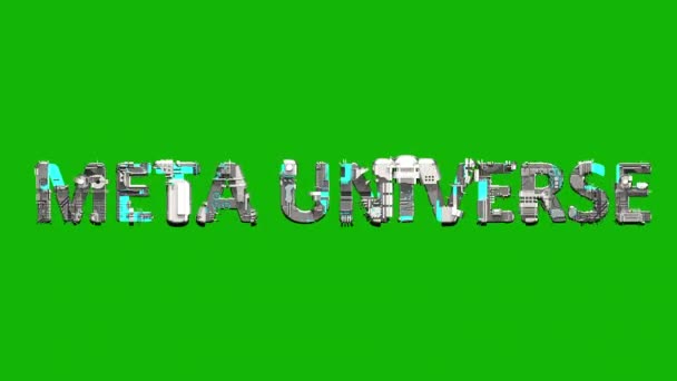 Meta Universe Blue Grey Metal Text Cyber Punk Style Isolated — Vídeo de Stock