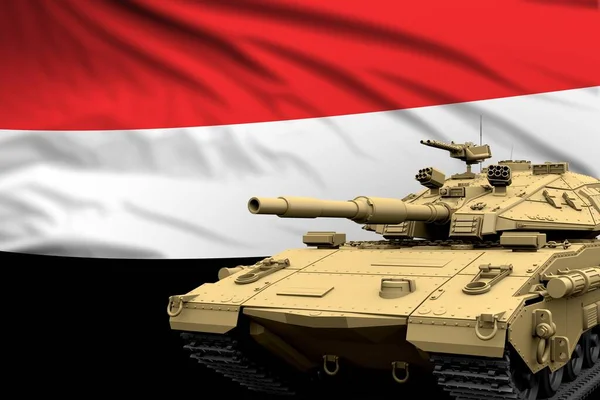 Yemen Modern Tank Real Design Flag Background Tank Army Forces — Stock Photo, Image