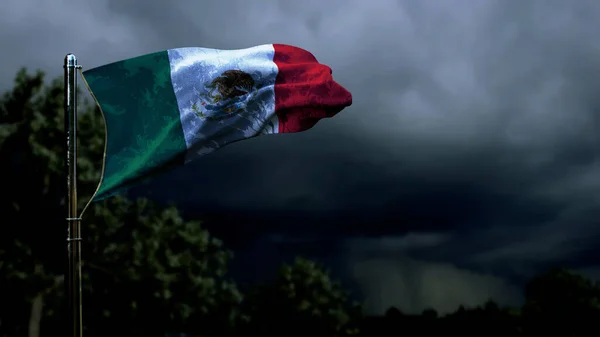 Bandera México Para Día Conmemorativo Nubes Cúmulos Tormenta Oscura Ilustración —  Fotos de Stock