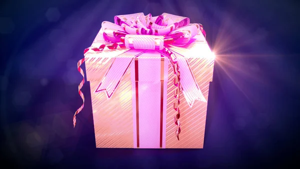 Glowing Decorated Holiday Purple Present Box Object Illustration — Fotografia de Stock