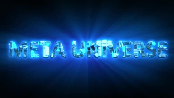 Meta Universe Blu Brillante Testo Cibernetico Digitale Isolato Video Loop — Video Stock