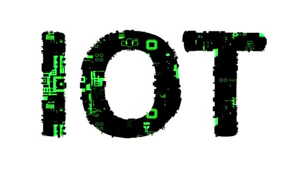 Iot Black Green Cybernetical Digital Text Isolated Loop Video — Vídeo de Stock