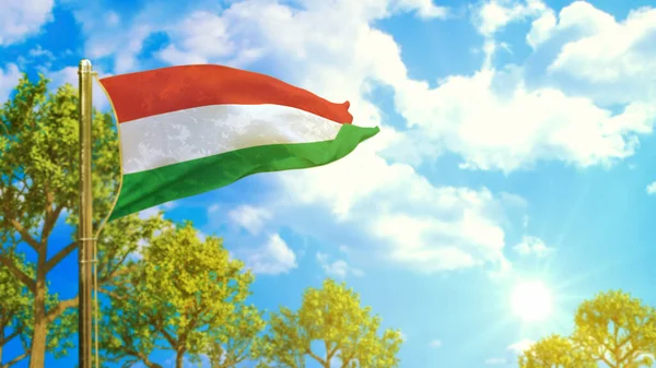 Zászló Magyarország Napsütéses Napon Szerelem Béke Szimbólum Természet Illusztráció — Stock Fotó