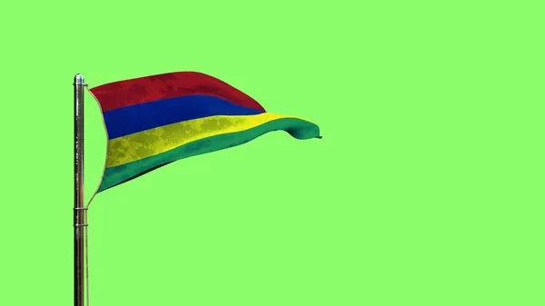 Waving Flag Mauritius National Holiday Chroma Key Screen Isolated Object — Stock Photo, Image