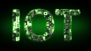 IOT koyu yeşil siber metin siyah, izole - döngü video