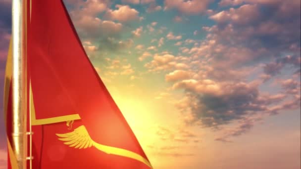 Bayrak Bayrak Günü Için Gün Doğumunda Gökyüzünde Sallanıyor Yumuşak Odaklanma — Stok video