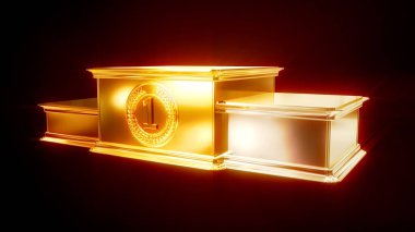 Altın metal kazananlar koyu arkaplan üzerinde kaide, izole - nesne 3 boyutlu illüstrasyon