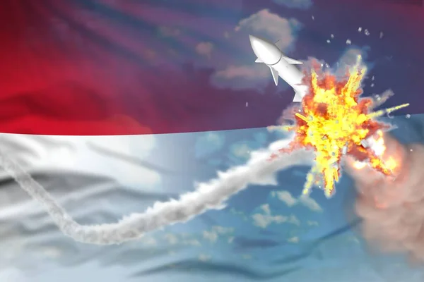 Indonesia Intercepted Nuclear Warhead Modern Antirocket Destroys Enemy Missile Concept — Fotografia de Stock
