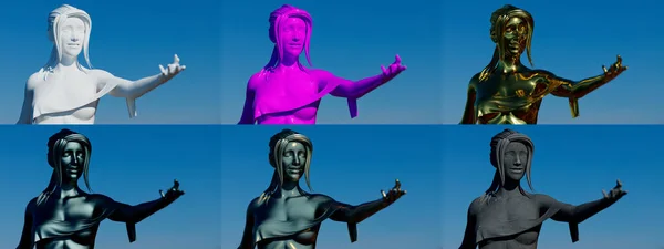 Скульптура Гіпсу Металу Бронзи Бетону Приклади Мистецтва Єкт Ілюстрація — стокове фото