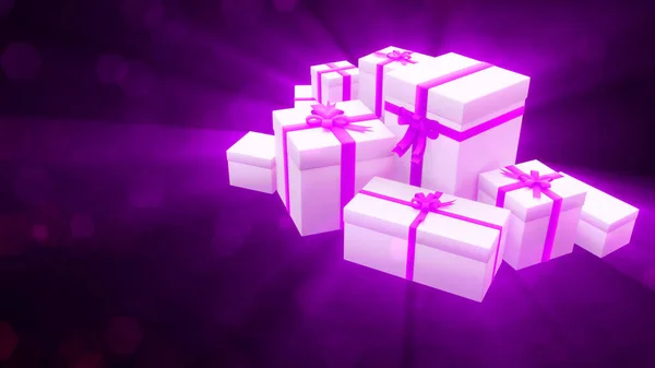 Cute Purple Holiday Surprise Gifts Pile Object Rendering — Stockfoto