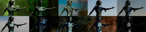 Bronze Statue Vary Lighting Sets Examples Designers Object Illustration — Stockfoto