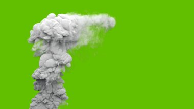 Gri zehirli duman sütunu elektrik santrali veya fabrika yeşil ekran, izole - endüstriyel 3D illüstrasyon