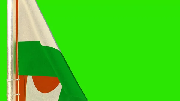 Bandera Níger Para Fiesta Nacional Pantalla Verde Aislada Ilustración Objetos —  Fotos de Stock