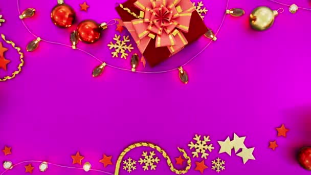 New Year Holiday Background Decorations Pink Loop Video — 图库视频影像