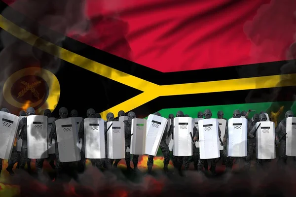 Vanuatu Savaş Kavramını Protesto Etti Polis Özel Kuvvetleri Ağır Duman — Stok fotoğraf