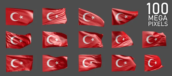 Una Gran Cantidad Varios Renderizados Realistas Bandera Turquía Aislados Sobre — Foto de Stock