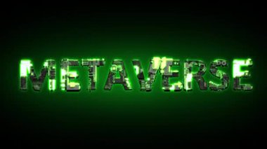 Metaverse parlayan koyu yeşil siber metin siyah, izole - döngü video