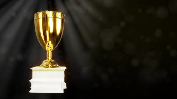 Βραβείο Κύπελλο Στο Σκοτεινό Φόντο Νίκη Πρωτάθλημα — Αρχείο Βίντεο