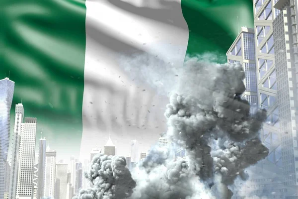 Huge Smoke Pillar Abstract City Concept Industrial Blast Terroristic Act — Stock Photo, Image