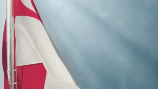 Флаг Висит Синем Фоне Государственный Праздник Мягкий Фокус — стоковое видео