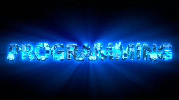 Programming Lighting Blue Digital Cyber Text Isolated Industrial Illustration — Stock Photo, Image