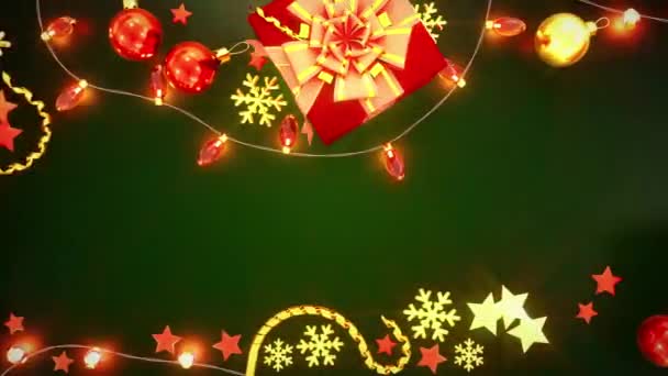 New Year Holiday Background Decorations Green Background Loop Video — Vídeo de Stock