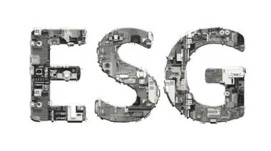 Teknojenik metal hurda siber detaylarının ESG metni, izole edilmiş - döngü video