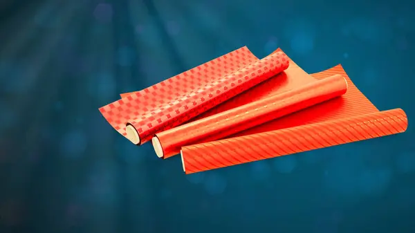 Pretty Red Wrapping Paper Festival Backdrop Object Rendering — 스톡 사진