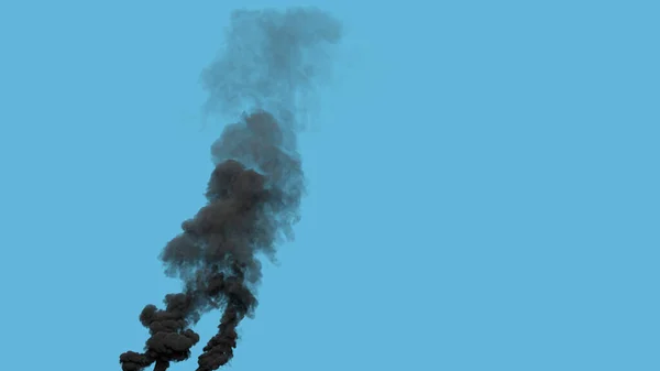 Fekete Sűrű Szén Dioxid Kibocsátás Gyári Elszigetelt Ipari Renderelés — Stock Fotó