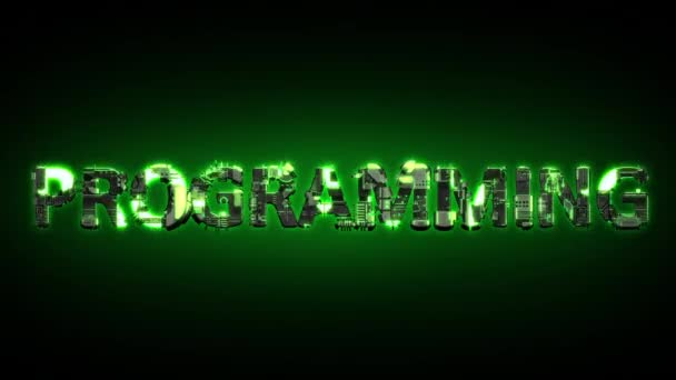 Programming Shining Dark Green Cyber Text Black Isolated Loop Video — Stock videók