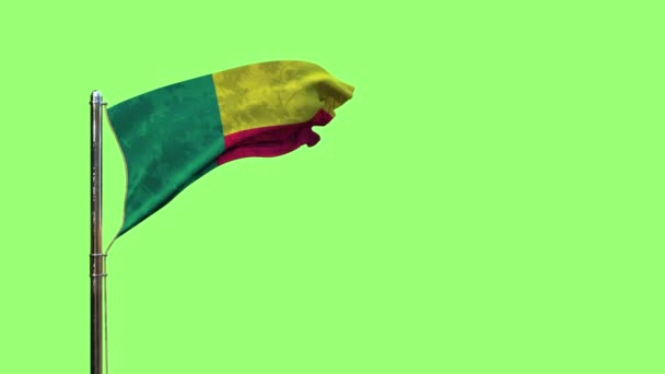 Ondeando Bandera Benín Para Día Conmemorativo Pantalla Verde Aislado — Vídeo de stock