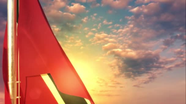 Flag Hanging Sunset Sky Anthem Day Defocused — Stock video