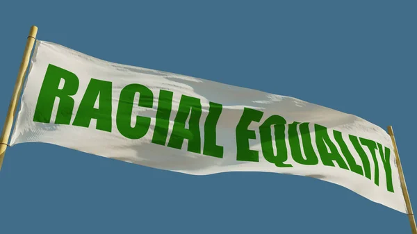 Racial Equality Transparent Flag Blue Sky Background Isolated Object Rendering — Stockfoto